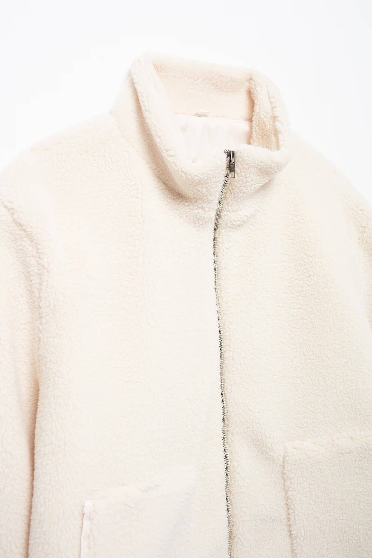 Slouchy Sherpa fleece Turtleneck Jacket