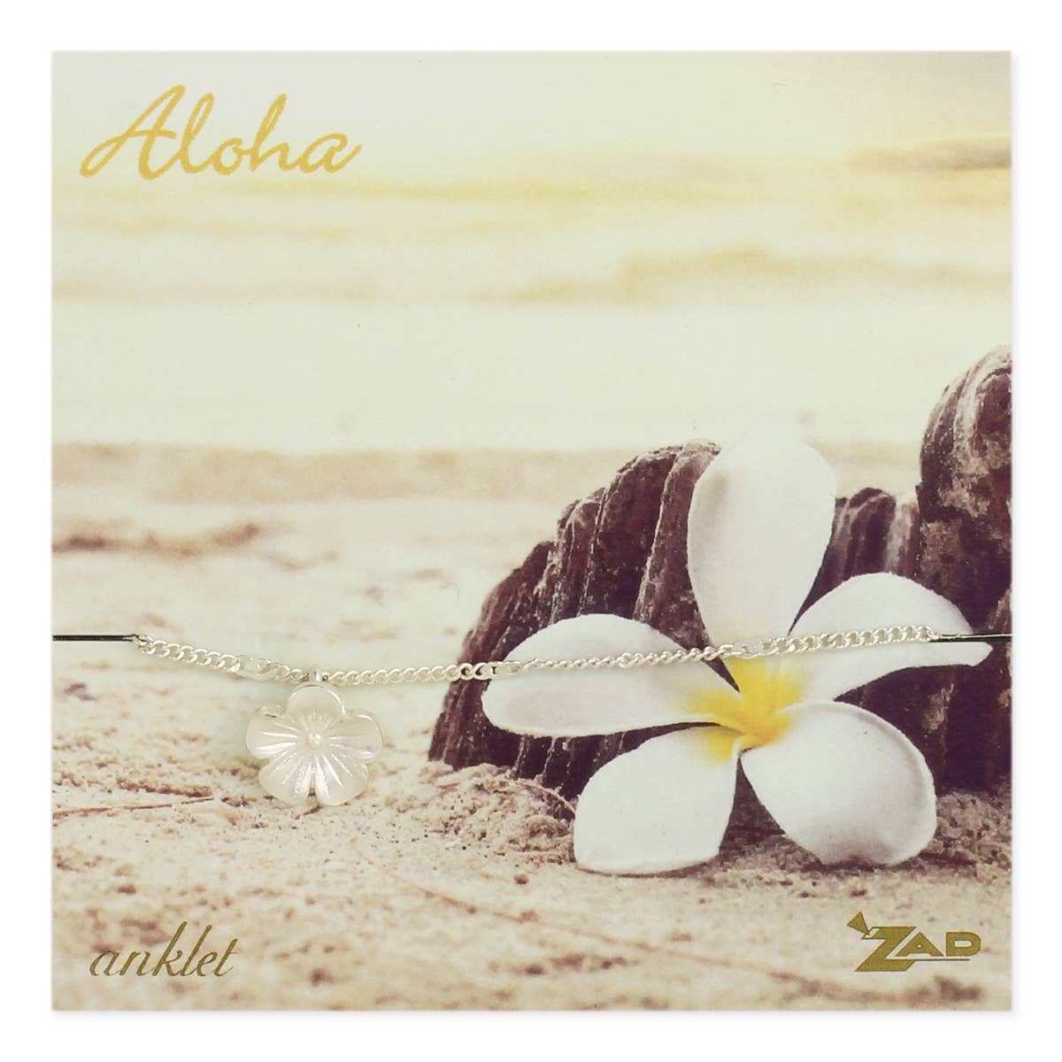 Hawaiian Dream Plumeria Charm Carded Anklet