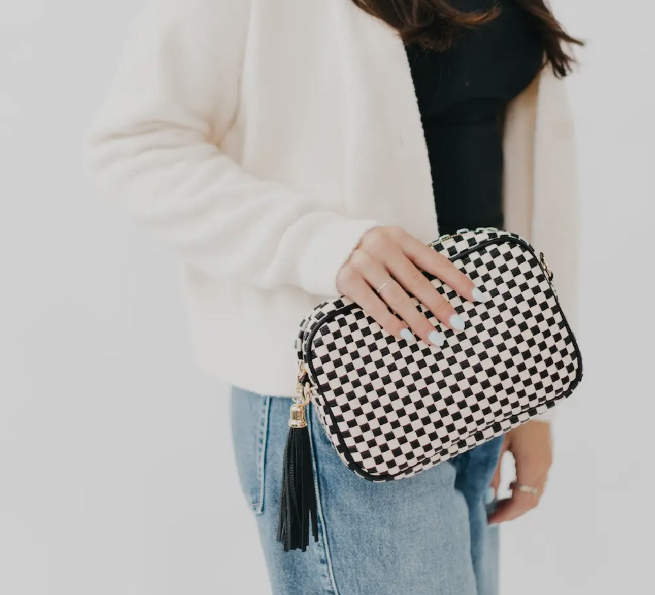 Woven Willow Camera Crossbody Bag