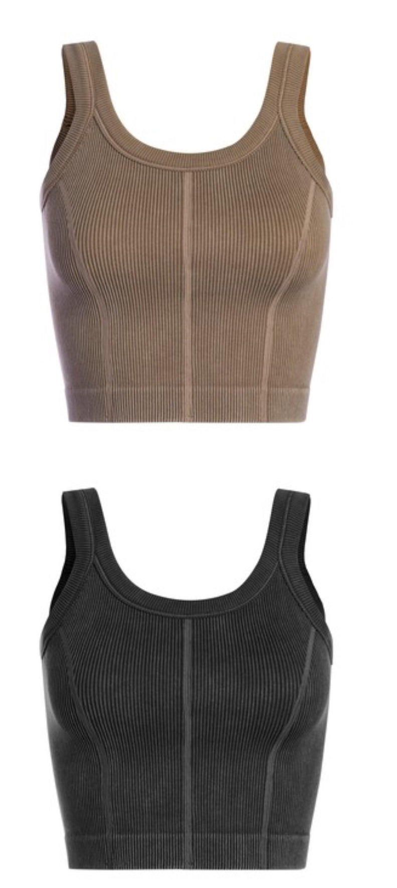 Ribbed Washed Cropped Tank Top