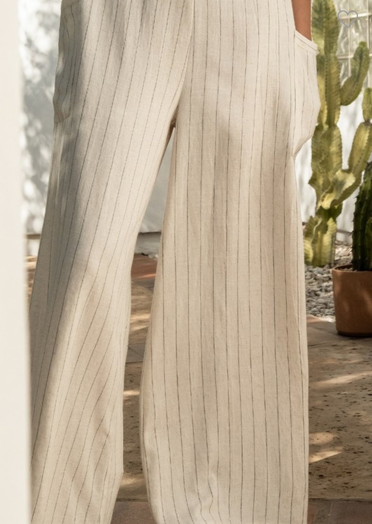 Striped Linen Wide Leg Jumpsuit