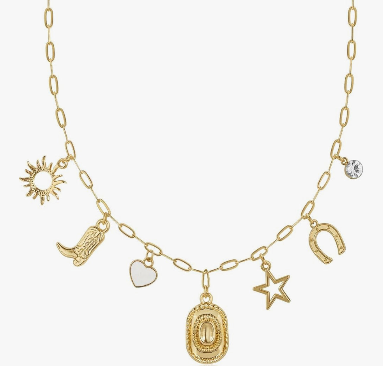 Chunky Gold Western Charm Necklace