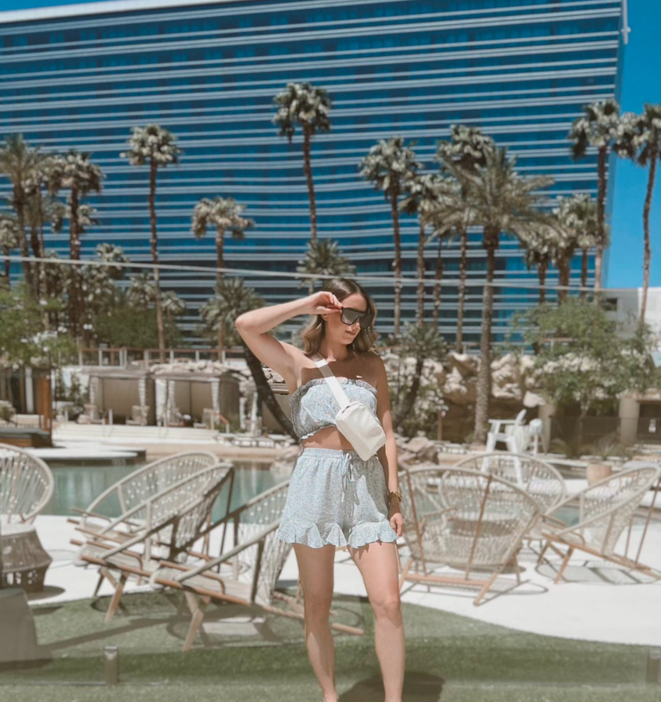 Strapless Crop Floral Top And Short Set