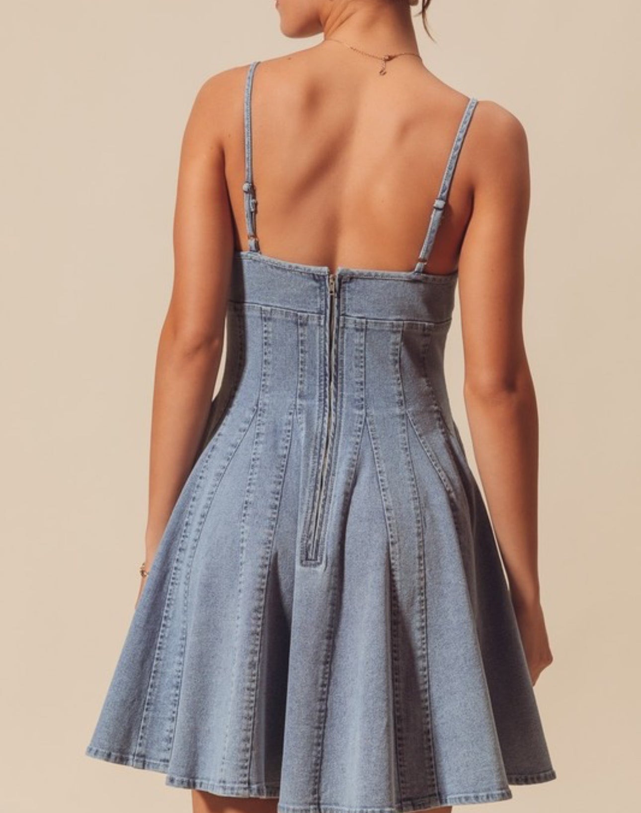 A Line Fit & Flare Mini Denim Dress