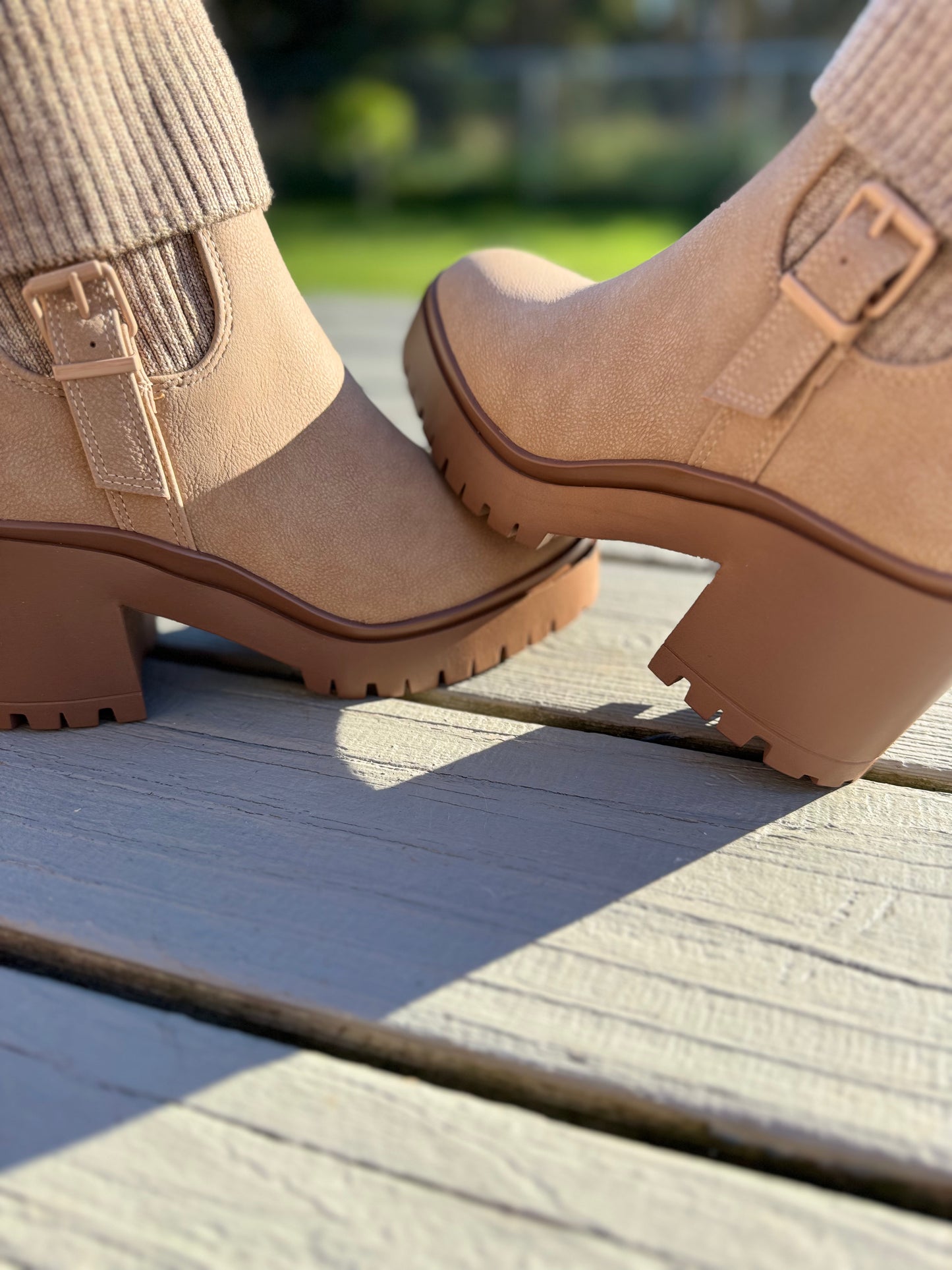 FOLD-OVER KNIT MID-CALF BOOTIE