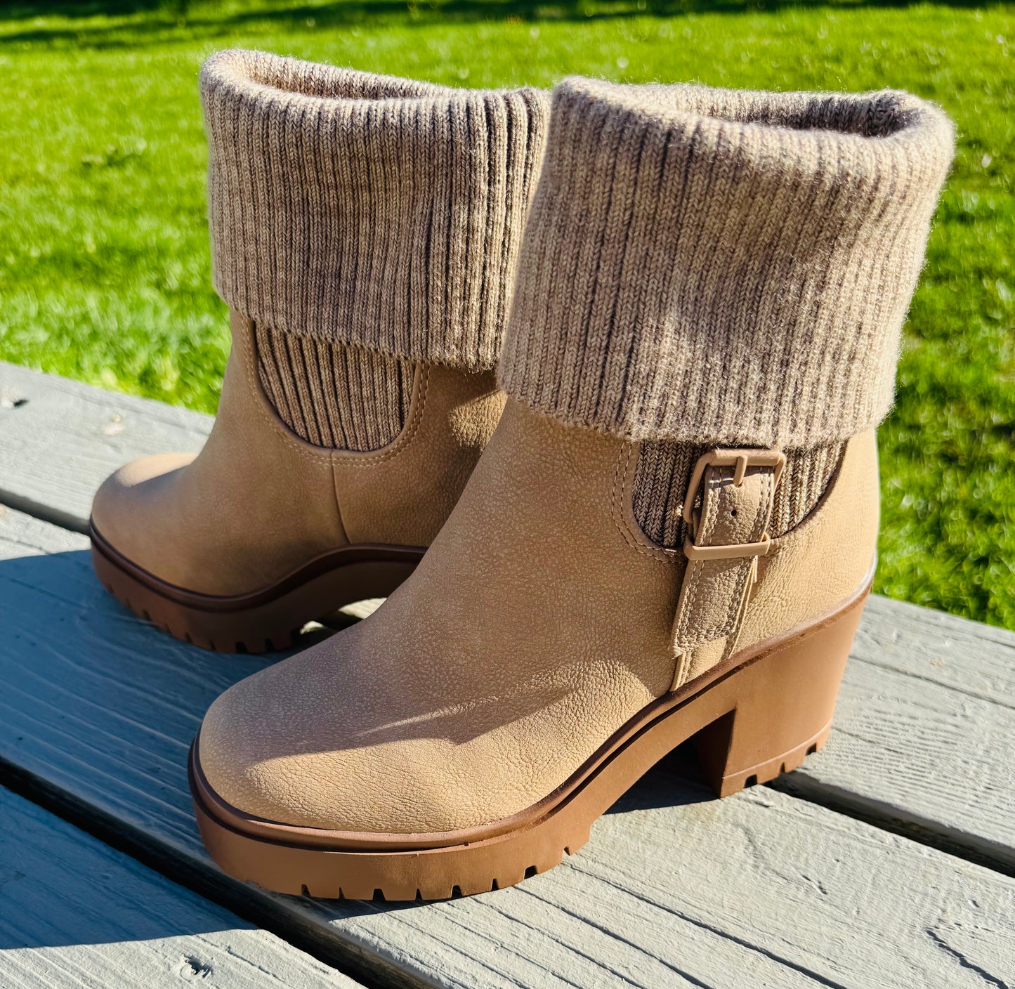 FOLD-OVER KNIT MID-CALF BOOTIE