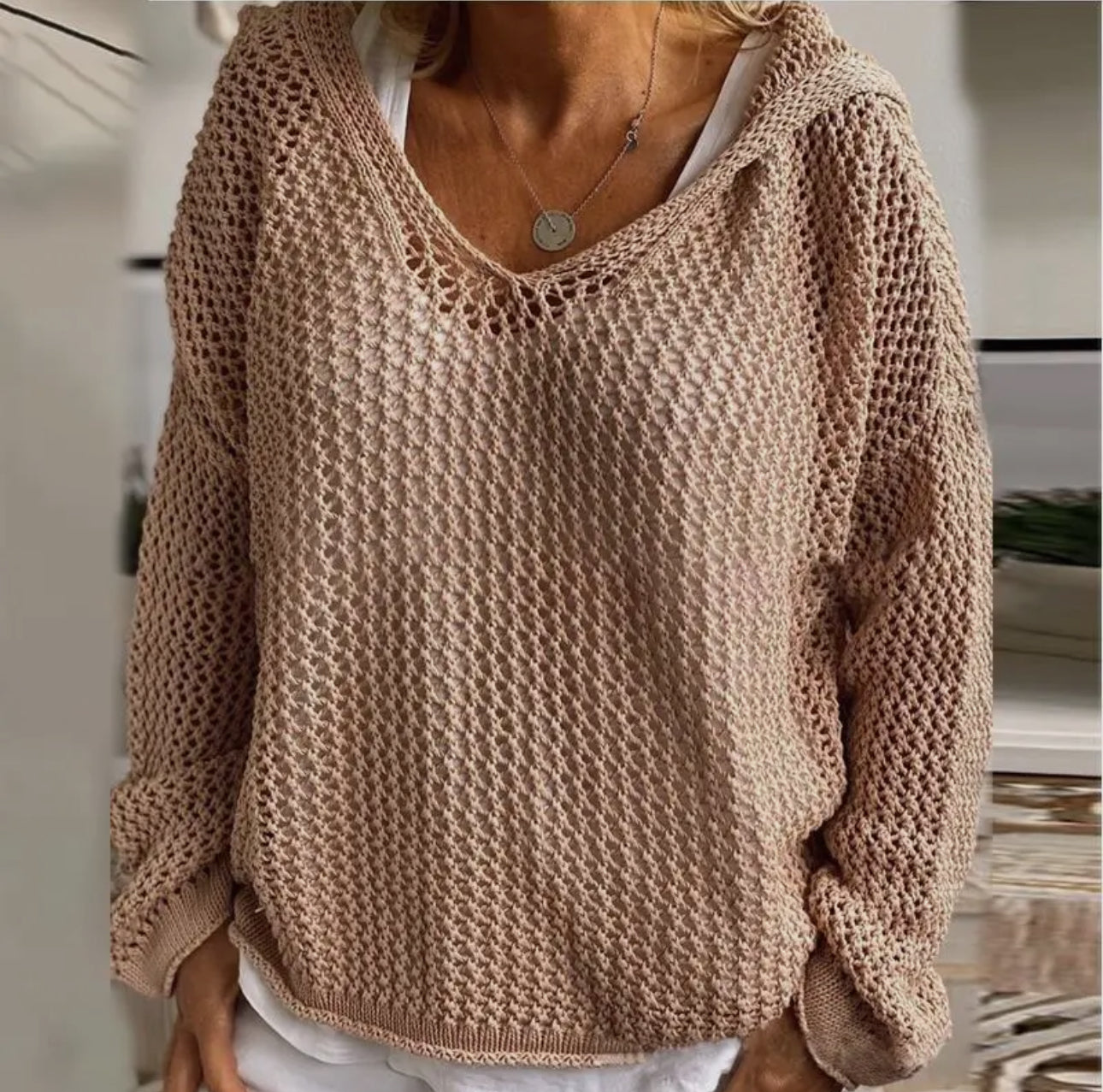 Knitted Hooded Thin Loose Cover-Up