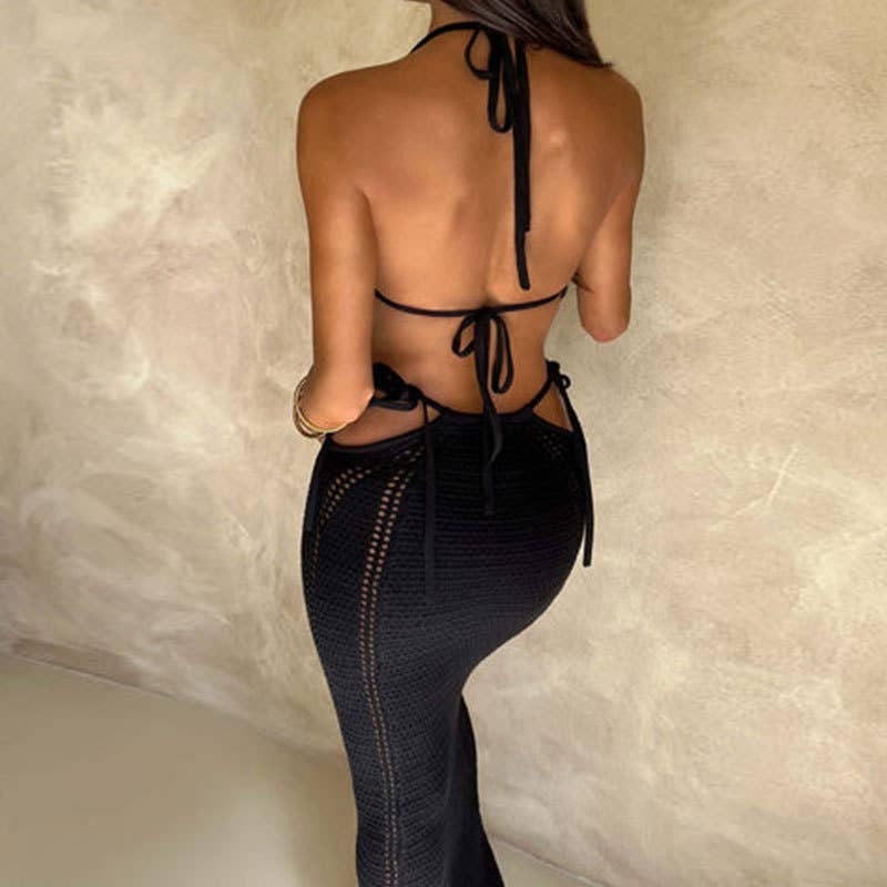 Backless Strappy Cover Up Set