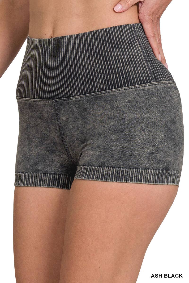 Washed Seamless High Waisted Shorts