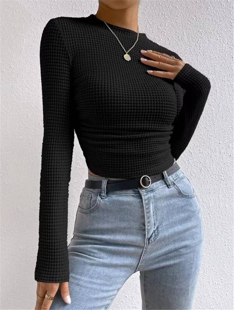 Waffle Fitted long Sleeve Top
