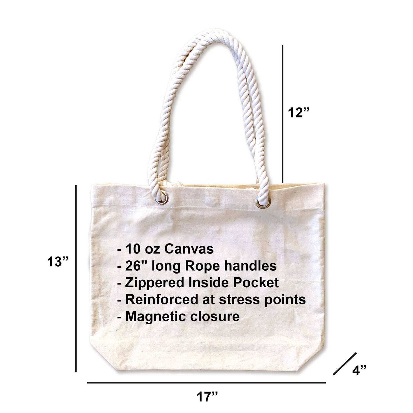 Custom Beach Tote Bags with Rope Handles 
