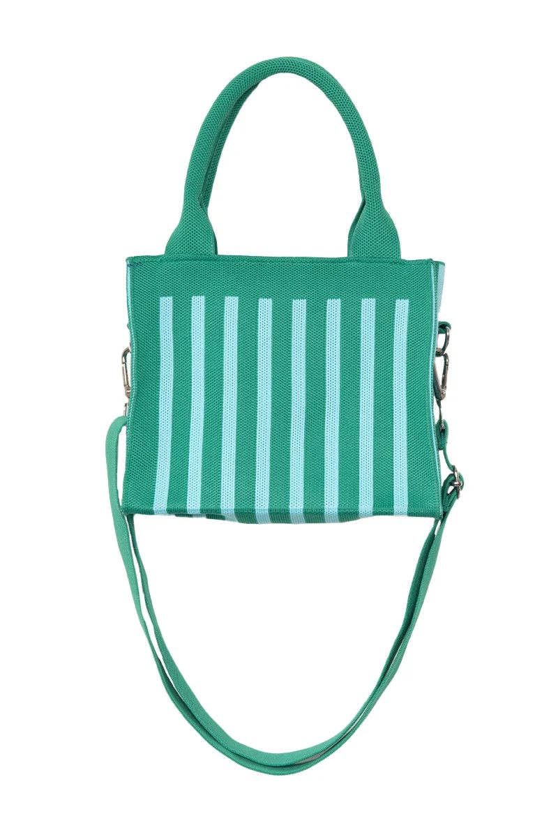 Green Striped Structured Mini Tote Purse (PRE🤍ORDER)