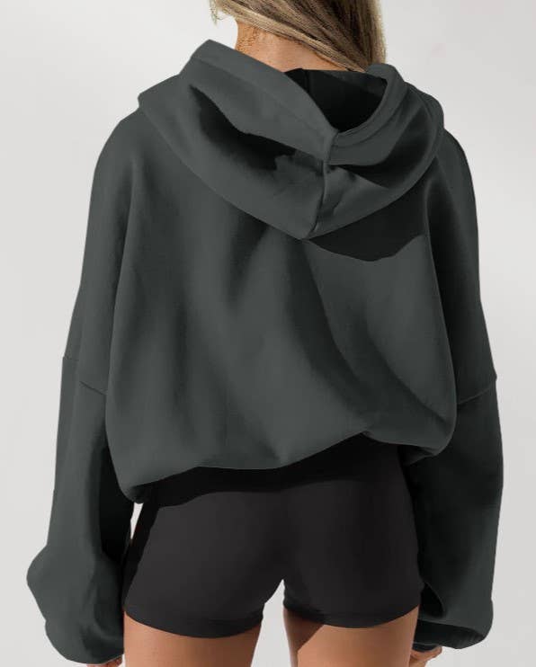 Hooded Zippered Pocket Long-Sleeved Sports Sweatshirt