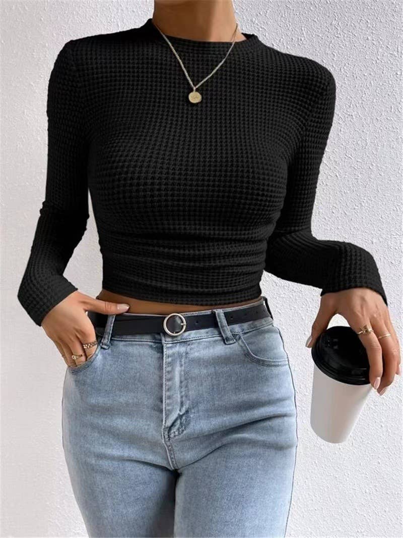 Waffle Fitted long Sleeve Top