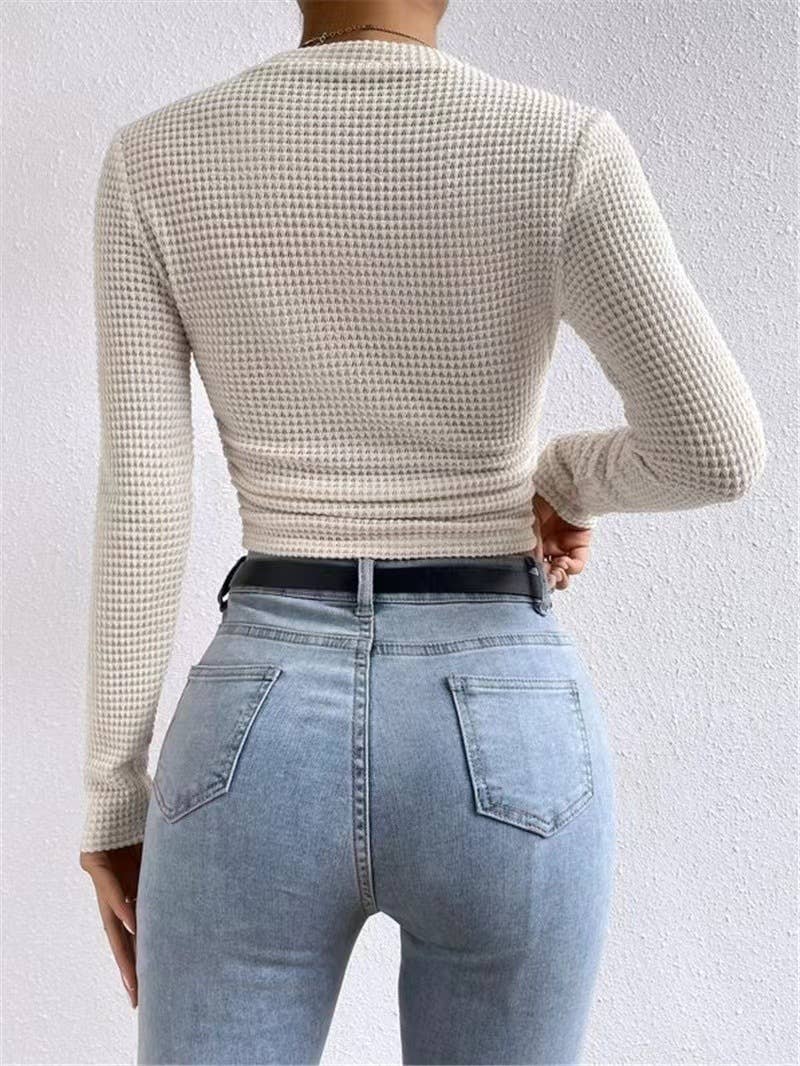 Waffle Fitted long Sleeve Top