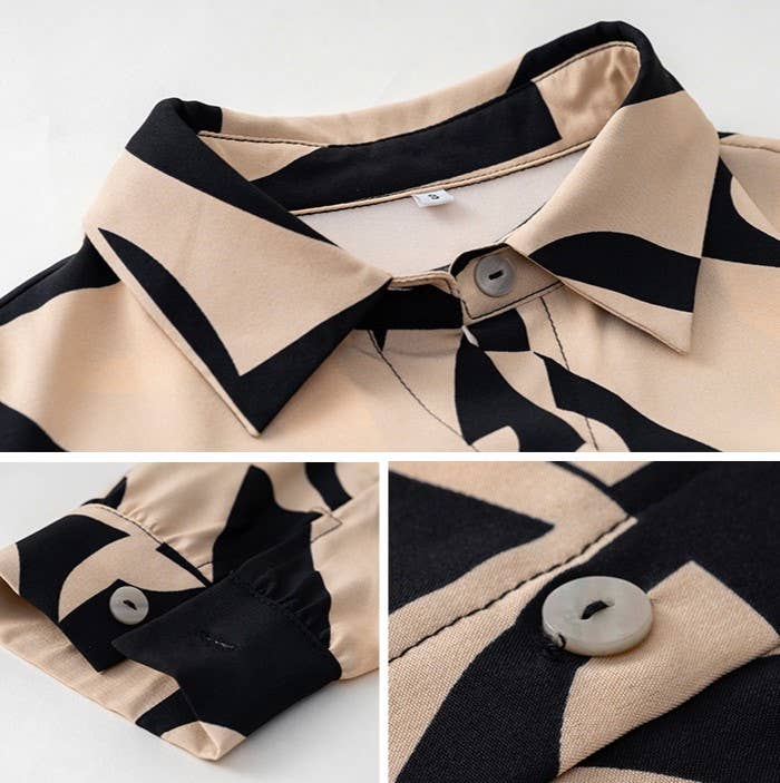 Printed Long-Sleeved Shirt And Trousers Two-Piece Set