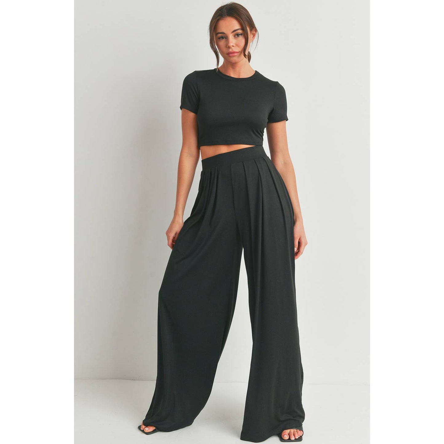 CROP TOP AND WIDE LEG PALAZZO PANTS SET