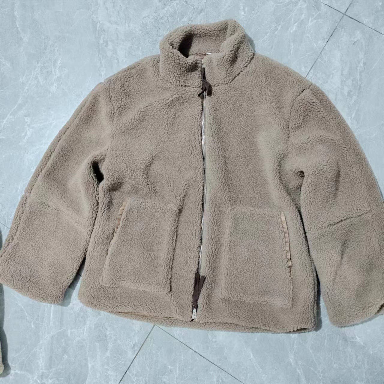 Slouchy Sherpa fleece Turtleneck Jacket