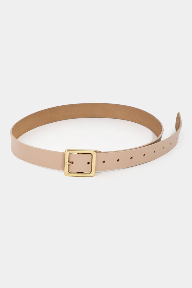 Genuine Leather Square Buckle Belt