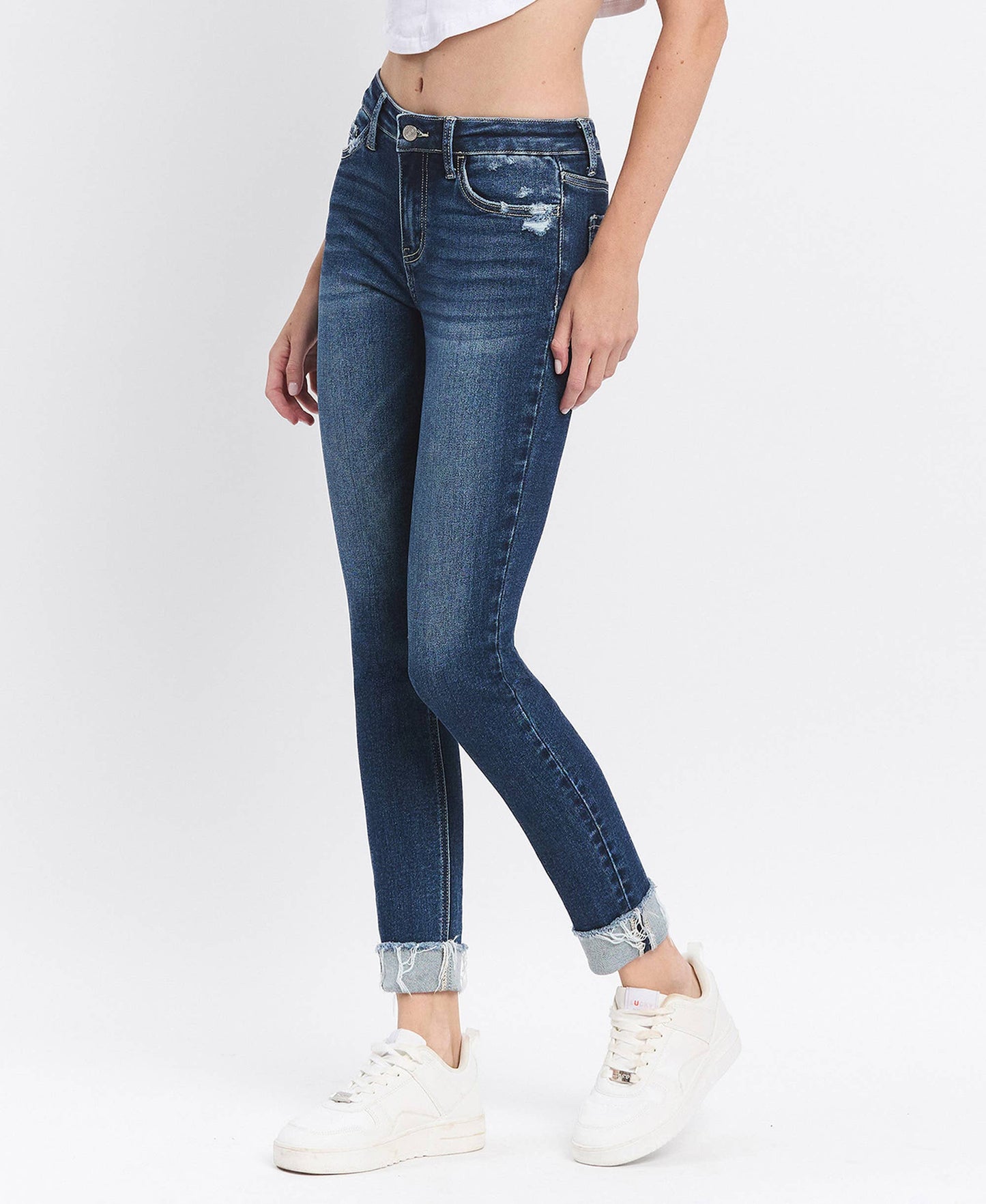 MID RISE CUFFED SKINNY JEANS