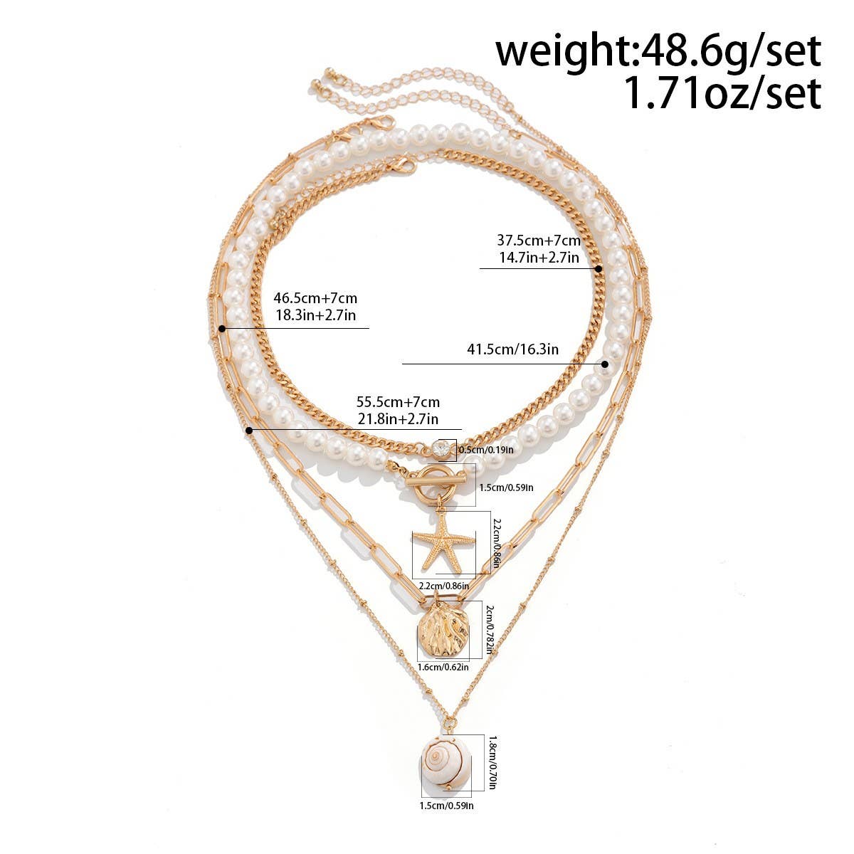OCEAN STYLE CONCH SHELL MULTILAYER NECKLACE