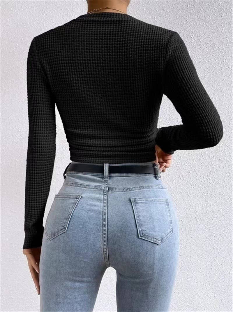 Waffle Fitted long Sleeve Top