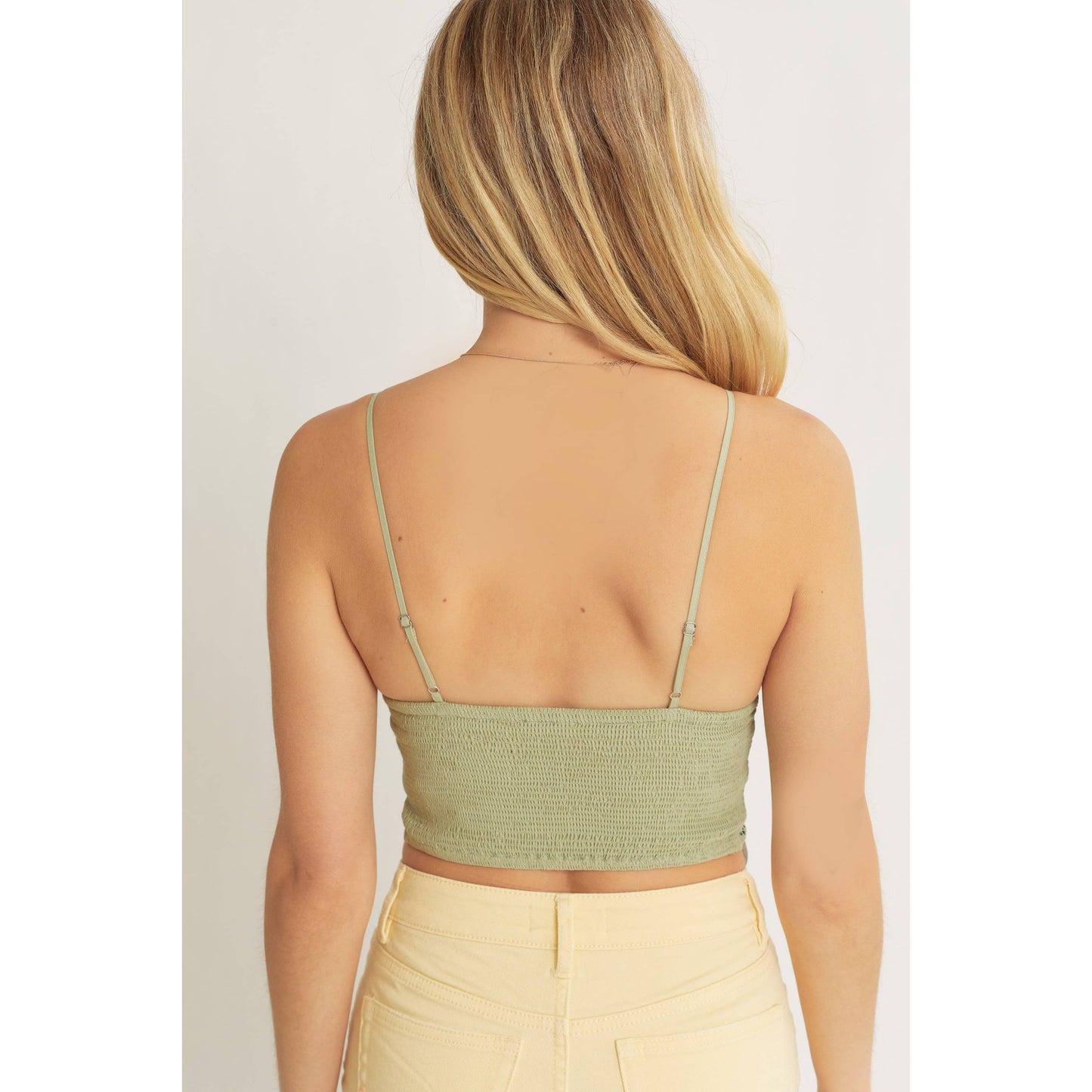 WOVEN SOLID LACED BRALETTE