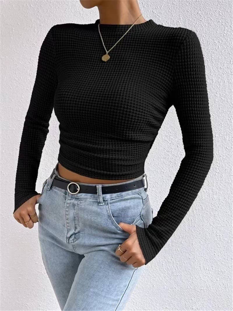 Waffle Fitted long Sleeve Top