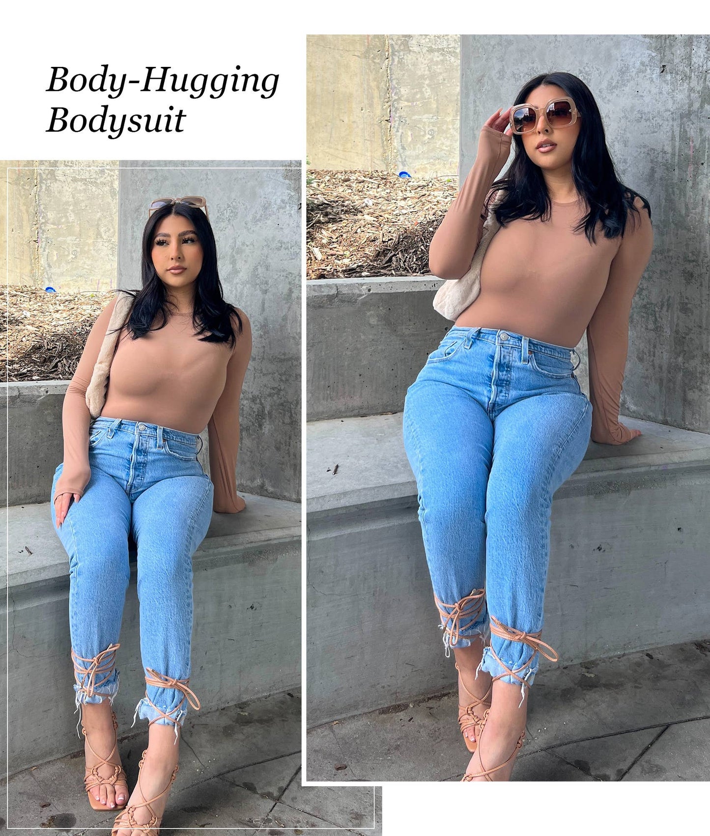 Long Sleeve Bodysuit Shapewear Crew Neck Thong