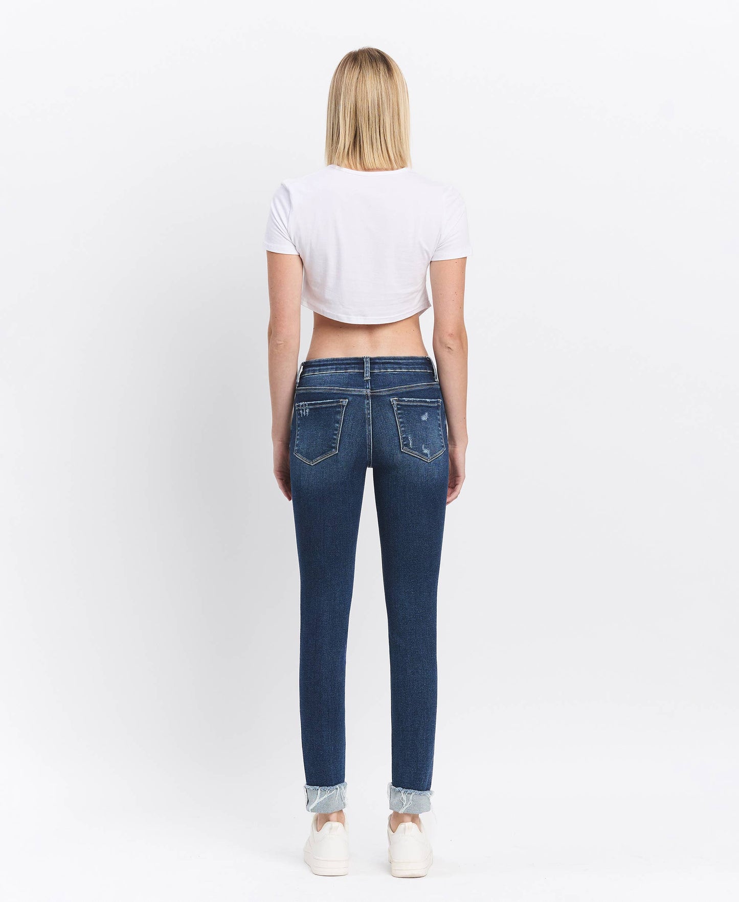 MID RISE CUFFED SKINNY JEANS
