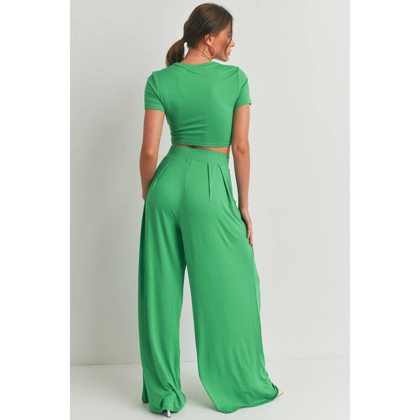 CROP TOP AND WIDE LEG PALAZZO PANTS SET