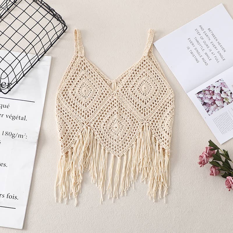 Crochet Fringe Camisole Woven tank top
