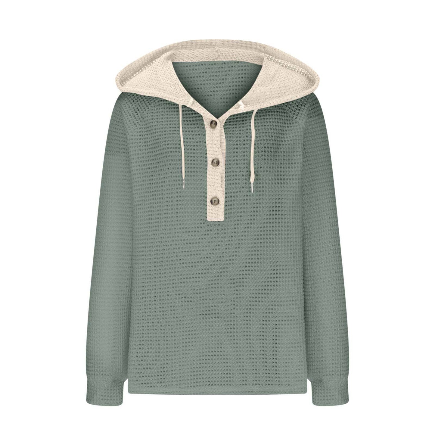 Long-sleeved hooded waffle sweatshirt