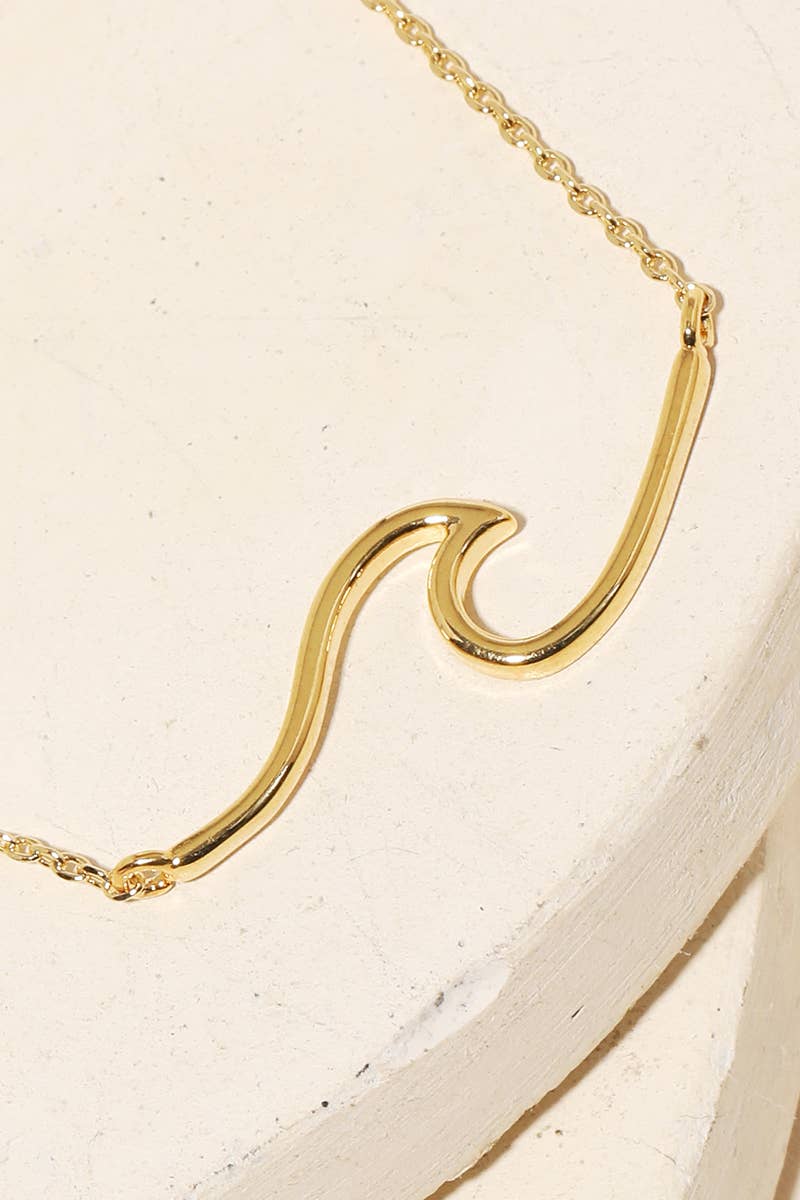 Dainty Wave Pendant Necklace
