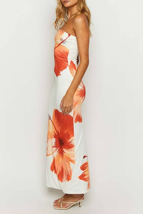 Hibiscus Floral sleeveless tube dress