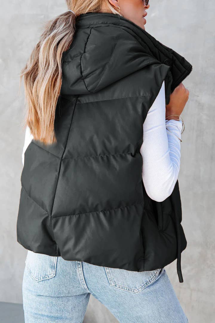 Hooded Puffer Double Slip Pocket Waistcoat