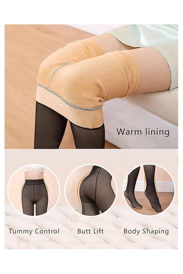 Winter warm fleece tights w/ sculpting butt tight