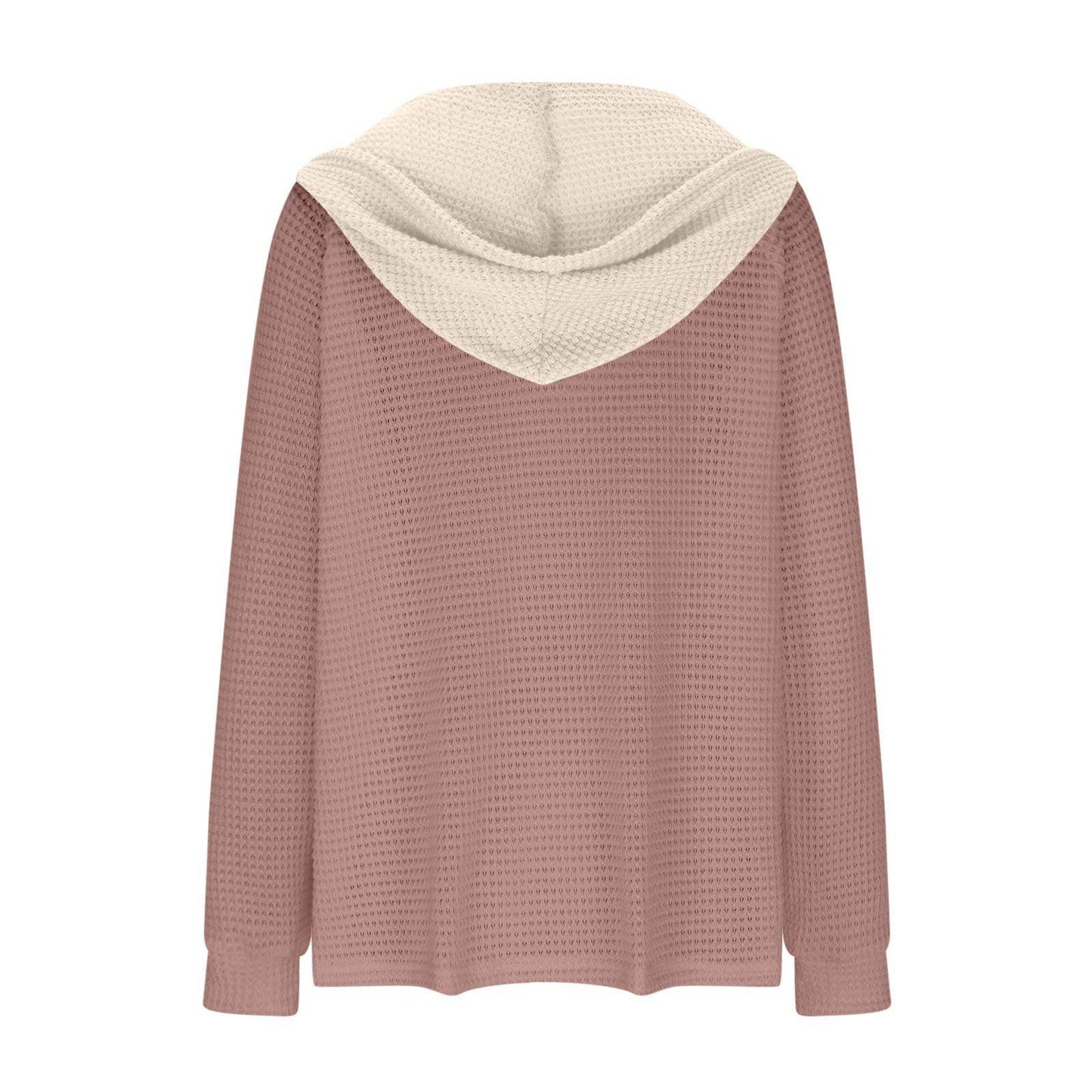 Long-sleeved hooded waffle sweatshirt
