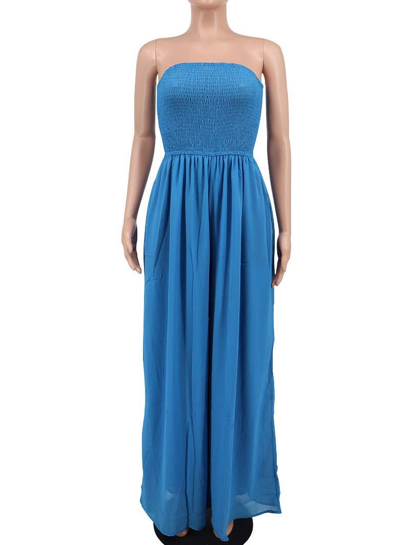 Stylish Bandeau Casual High-Waisted Wide-Leg Jumpsuit