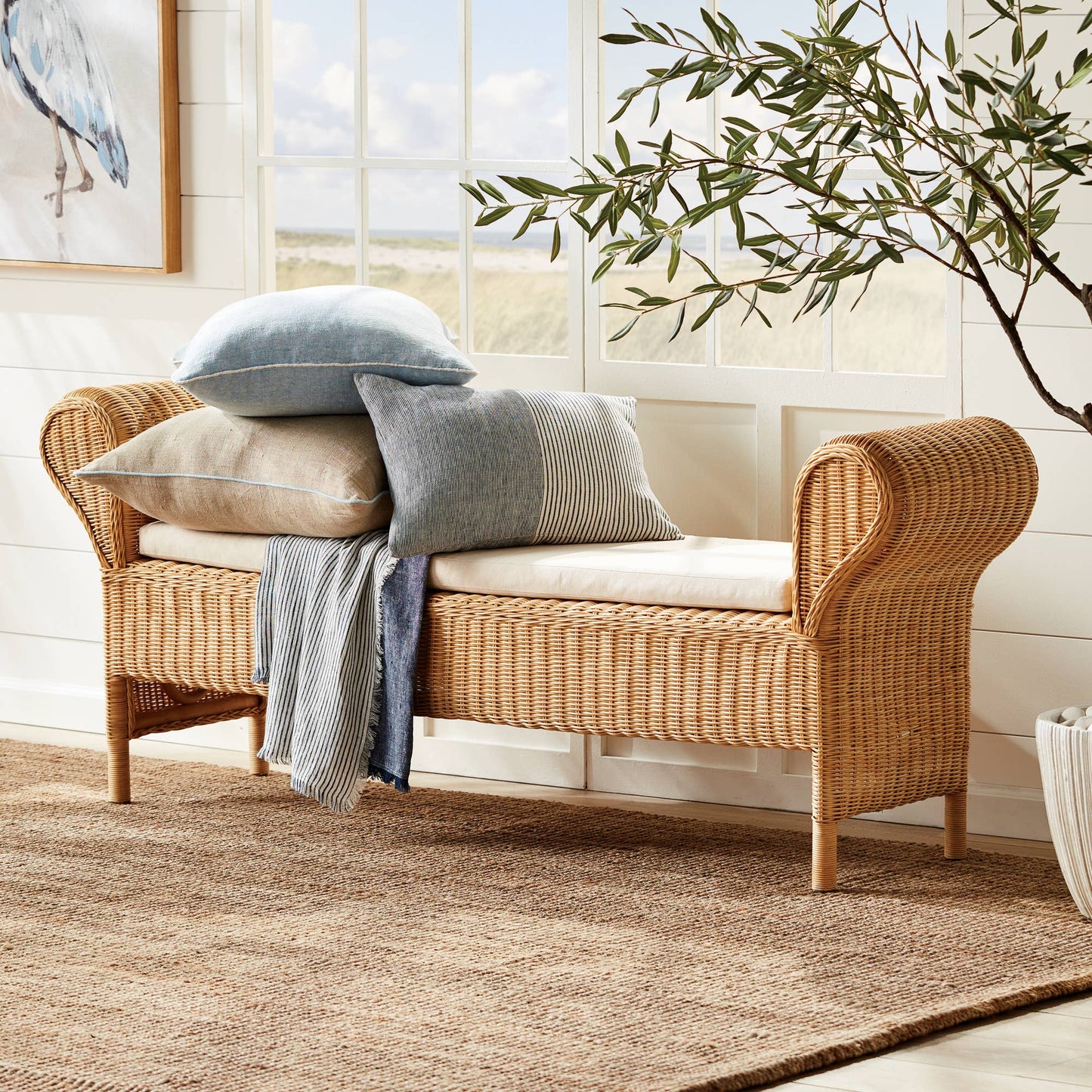 Wrightsville Rattan Woven Bench