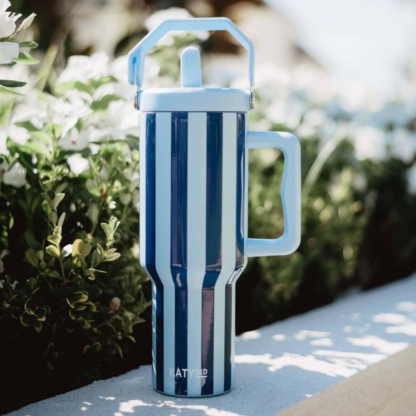 Light Blue and Navy Striped 38 Oz Cabana Jug Tumbler (PRE🤍ORDER)