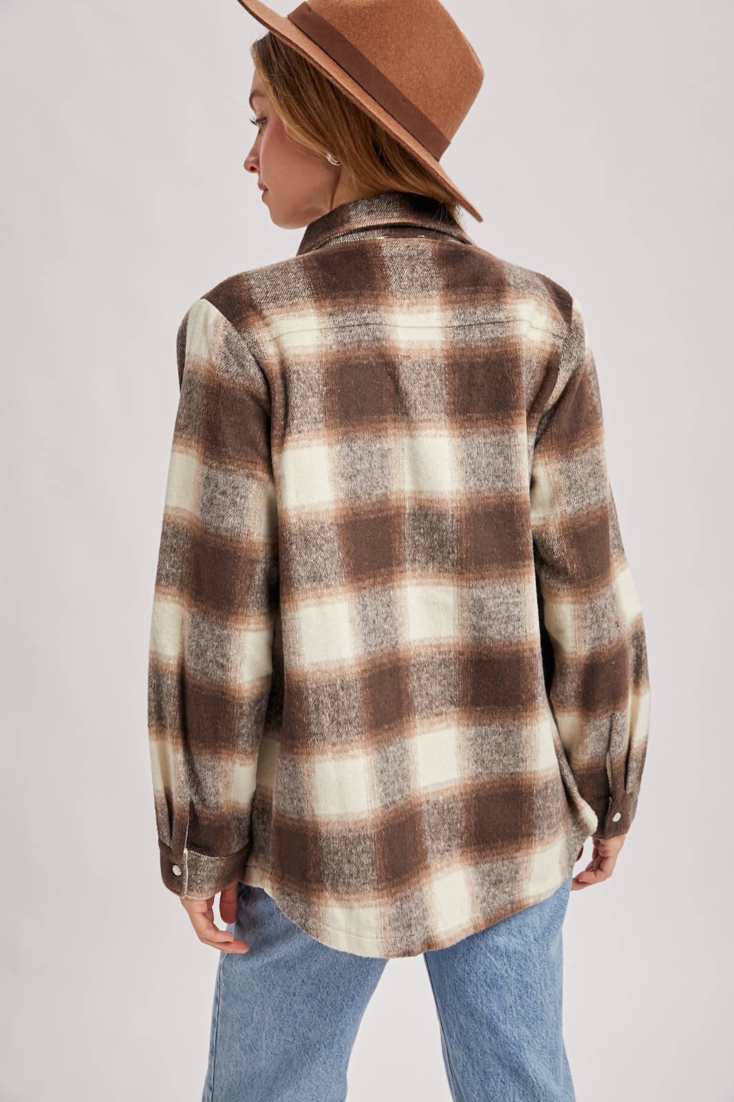 BUTTON DOWN FLANNEL SHACKET WITH POCKETS