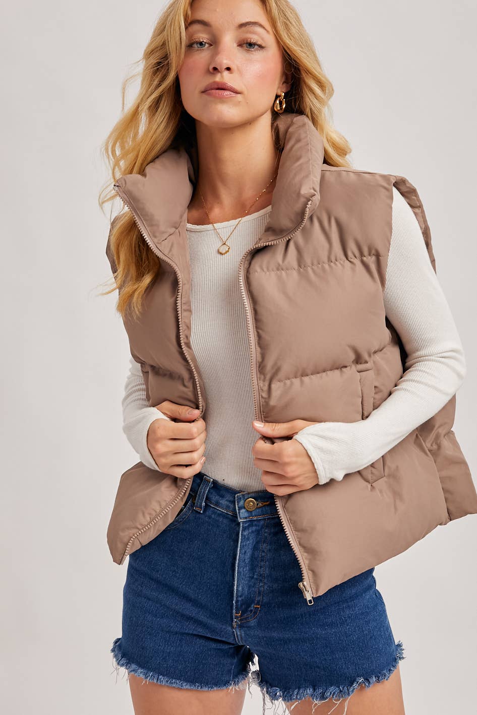 ZIPPER FRONT PUFFER VEST