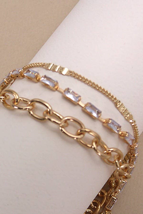 BAGUETTE STONE MULTI LAYER TOGGLE BRACELET