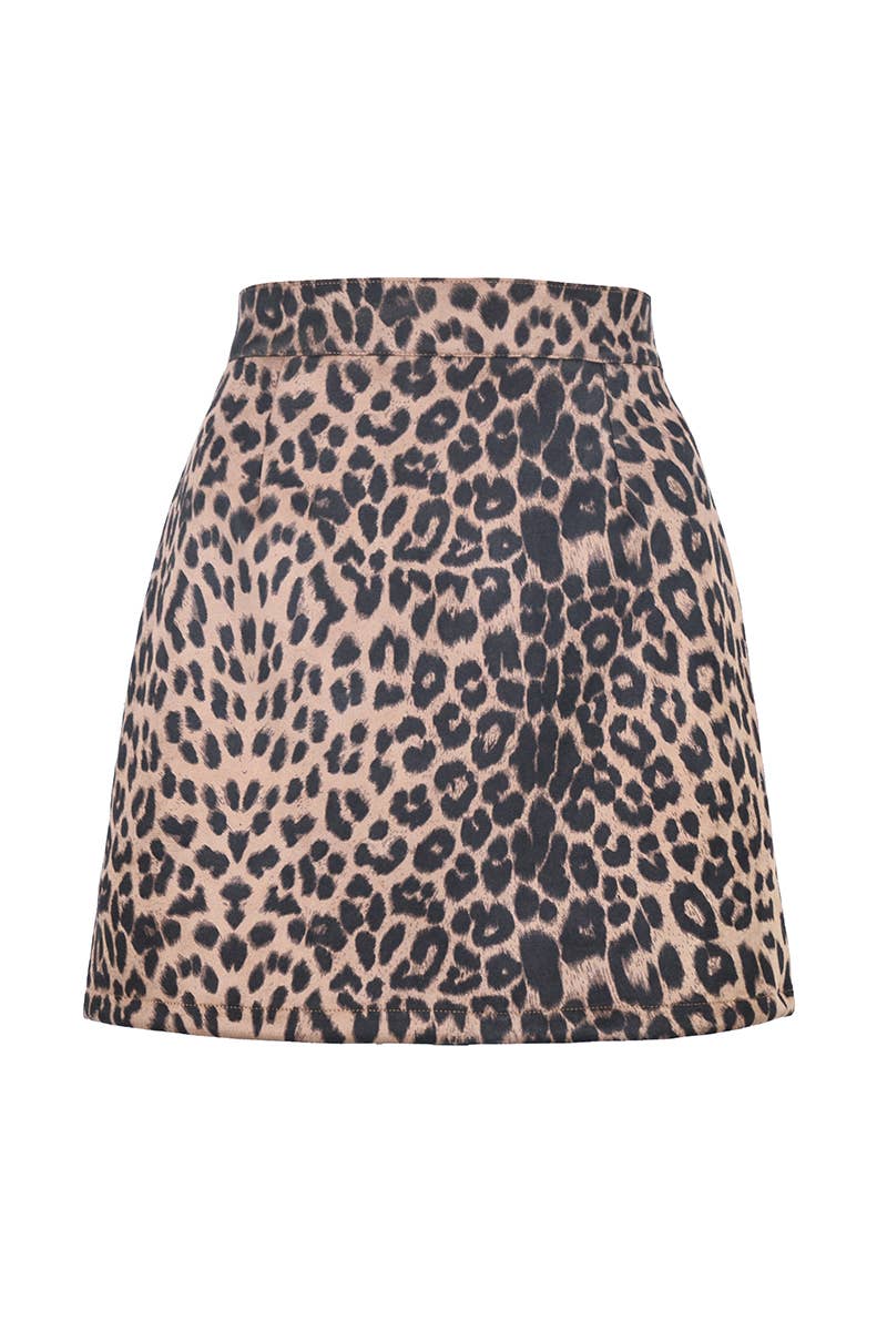 Suede wrap hip high waist zipper A-line skirt