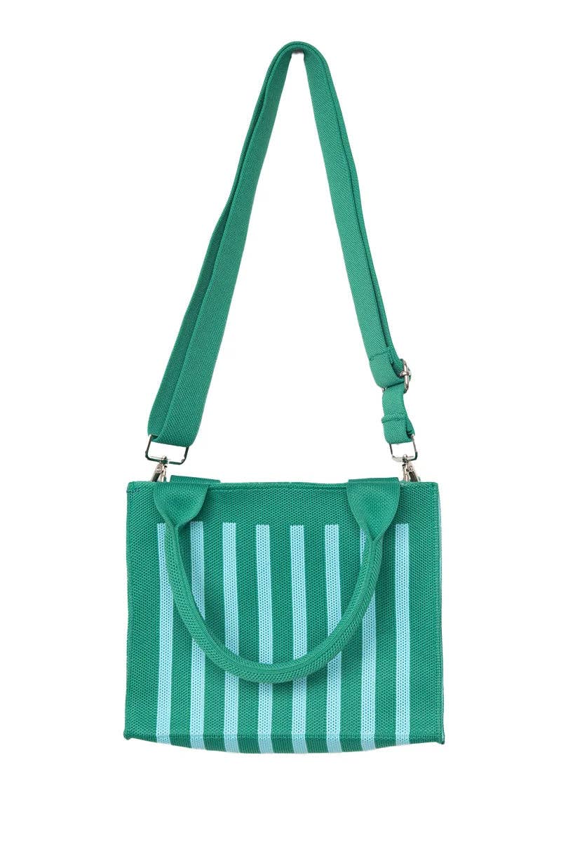 Green Striped Structured Mini Tote Purse (PRE🤍ORDER)