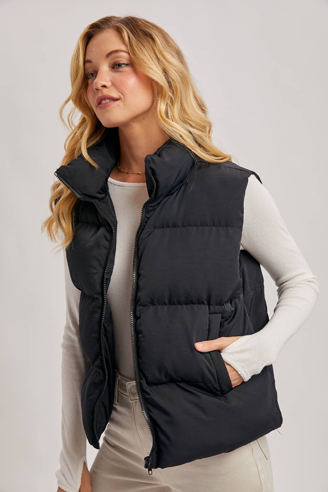 ZIPPER FRONT PUFFER VEST