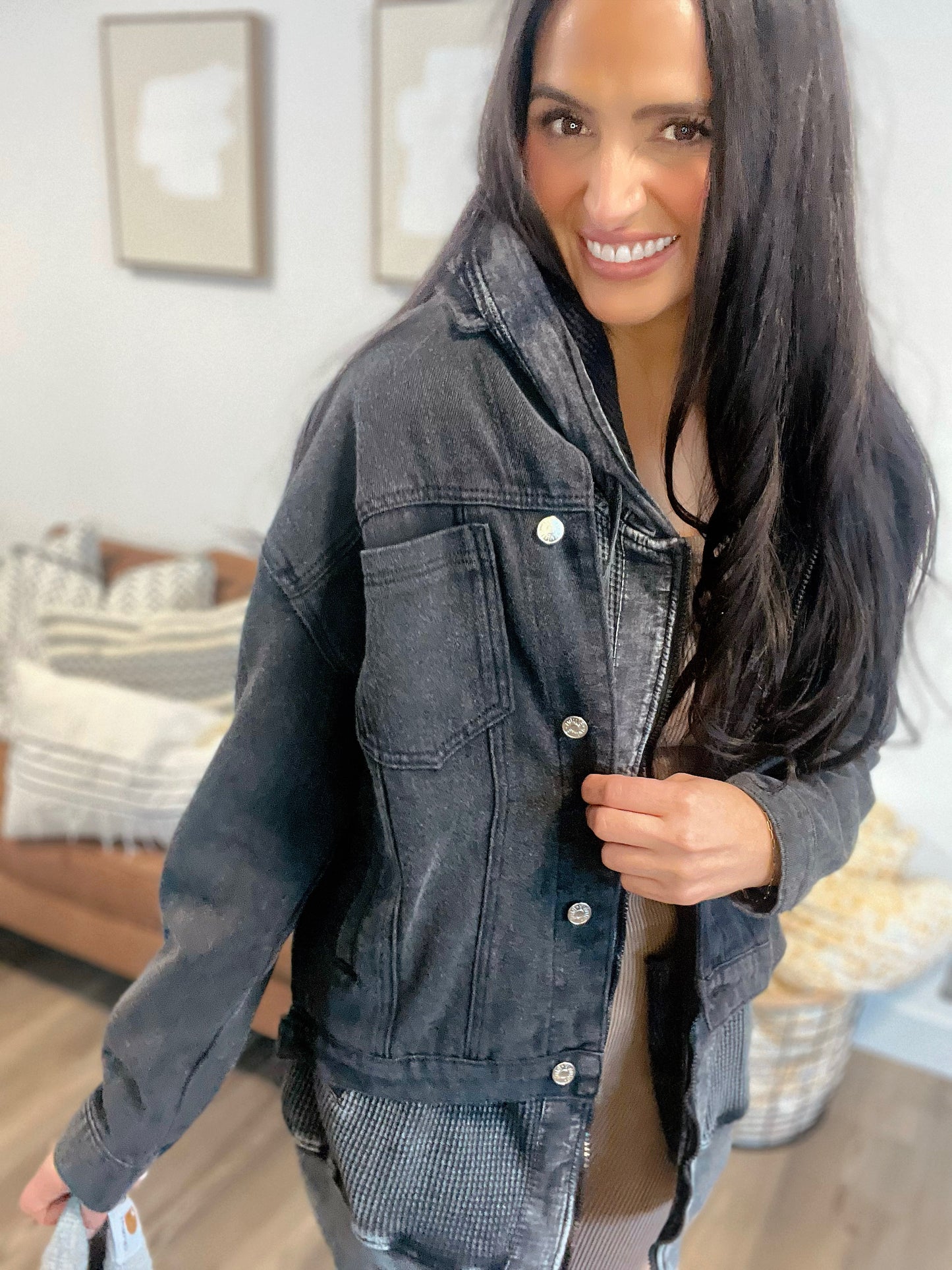 DENIM BUTTON DOWN OVERSIZED JACKET