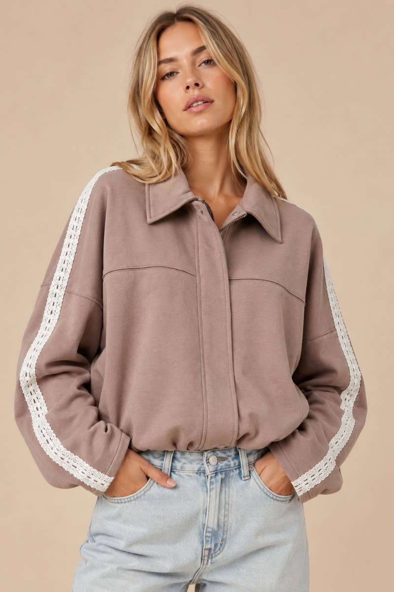 Lace Trimmed Sweater-Jacket (PRE🤍ORDER)