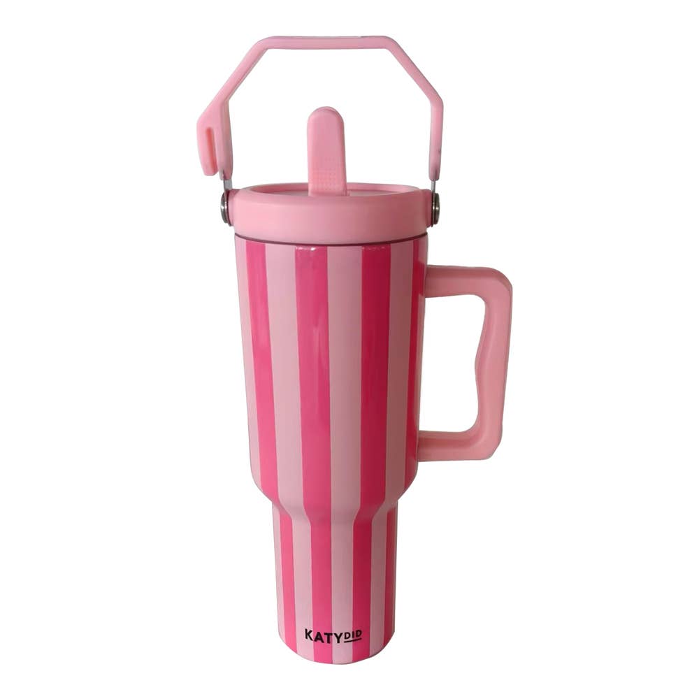Pink and Hot Pink Striped 38 Oz Cabana Jug Tumbler (PRE🤍ORDER)